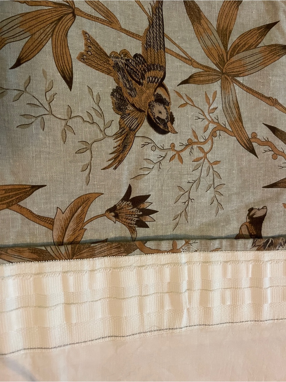 Pottery Barn Blue and Brown Botanical Bird Curtain Panel 2 panels